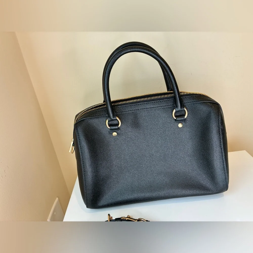 Coach Rowan Satchel in Black Crossgrain Leather